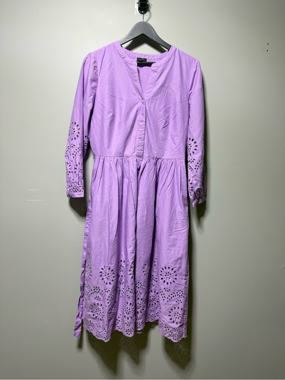 Talbots Placed Eyelet Fit & Flare Shirtdress Lilac 10 cottagecore spring summer